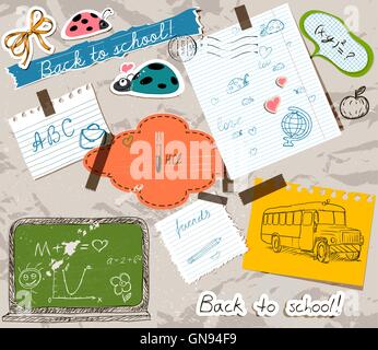 Scrapbooking mit Elementen der Schule festgelegt. Stock Vektor