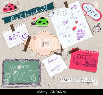 Scrapbooking mit Elementen der Schule festgelegt. Stock Vektor