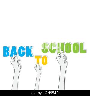zurück zur Schule Wort halten in der hand Konzeption Stock Vektor