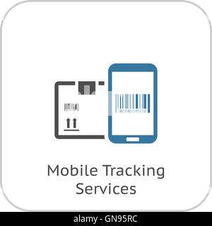 Mobile Tracking-Services-Symbol. Flaches Design. Stock Vektor