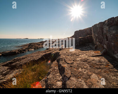 Felsige Küste und Wasser - Isle Royale National Park. Lake Superior, Michigan. East End. Stockfoto