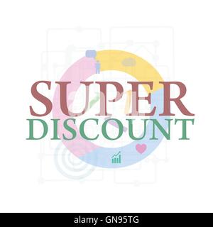 Super Rabatt. Verkauf-Banner-Vektor isoliert. Verkauf-Tag. Sonderangebot. Verkaufsschild. Web-Aufkleber. Günstige Aufkleber. Rabatt-Aufkleber Stock Vektor