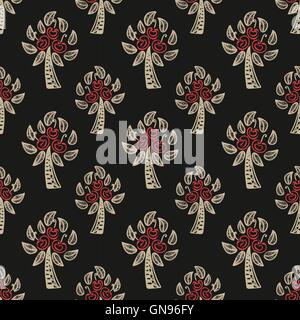 nahtlose Muster mit Apfelbäumen. Vektor Stock Vektor