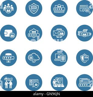 Flaches Design-Schutz und Sicherheit Icons Set. Stock Vektor