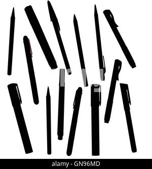 Büro-Stifte-Silhouette Stock Vektor