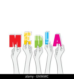 Medien-Wort halten in der hand Konzept Design Vektor Stock Vektor