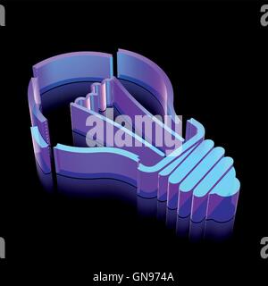 Business-Symbol: 3d Neon leuchtende Glühbirne aus Glas, Vektor-Illustration. Stock Vektor