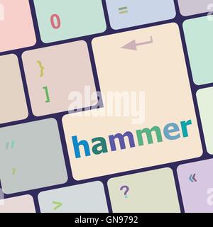 Hammer-Wort auf Computer pc Tastatur Schlüssel Vektor-illustration Stock Vektor