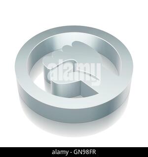 metallische Aufstand 3D-Symbol mit Reflexion, Vektor-Illustration. Stock Vektor