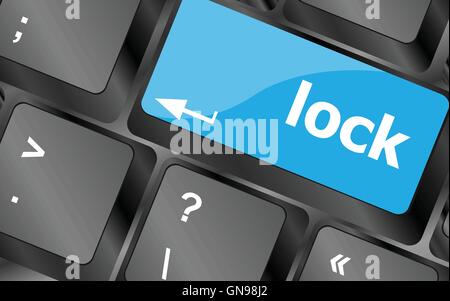 Datenschutz-Konzept: Computer-Tastatur mit Sperre Wort auf enter-Taste. Tastatur Tasten Icon Schaltfläche Vektor Stock Vektor