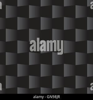 3D Quadrat nahtlose Muster schwarz Stock Vektor