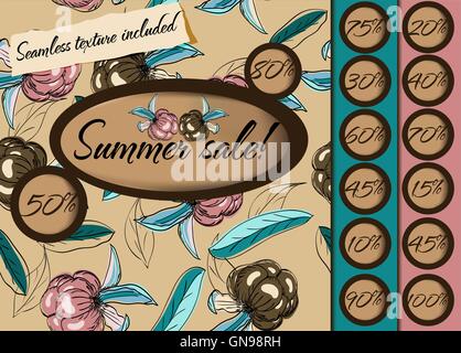 Sommer Sale Poster mit nahtlose Textur. Stock Vektor