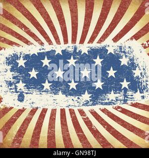 Amerikanische Flagge unter dem Motto Hintergrund. Grunge Alter Vektor Vorlage. Ho Stock Vektor