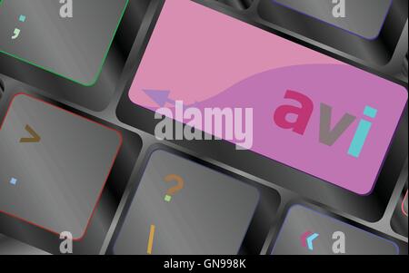 Nahaufnahme des Avi Schlüssels in eine moderne Tastatur Tasten Vektor Illustration Vektor Taste der Tastatur. Schaltfläche "Tastatur". Vektor-illustration Stock Vektor