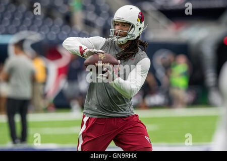 Houston, Texas, USA. 28. August 2016. Arizona Cardinals Wide Receiver Larry Fitzgerald (11) erwärmt sich vor einem NFL Preseason Spiel zwischen Houston Texans und die Arizona Cardinals NRG-Stadion in Houston, TX am 28. August 2016. Die Texaner gewannen das Spiel 34-24. Bildnachweis: Trask Smith/ZUMA Draht/Alamy Live-Nachrichten Stockfoto