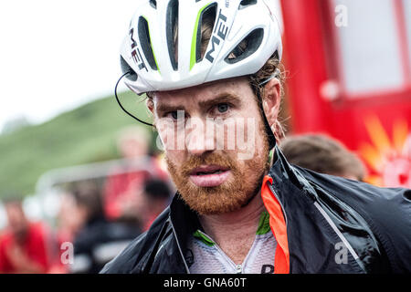 Covadonga, Spanien. 29. August 2016. Tyler Farrar (Dimension Data) beendet die 10. Etappe der Radrennen "La Vuelta a España" (Spanien-Rundfahrt) zwischen Lugones und Seen von Covadonga am 29. August 2016 in Covadonga, Spanien. Bildnachweis: David Gato/Alamy Live-Nachrichten Stockfoto