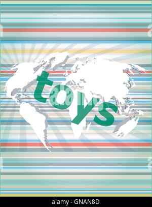 Marketingkonzept: Worte Spielzeug marketing im digitalen Bildschirm Vektor Anführungszeichen mit Sprechblase dünne Linie. Konzept der citati Stock Vektor