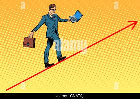 Geschäftsmann Acrobat zu Fuß die Draht-Grafiken Stock Vektor