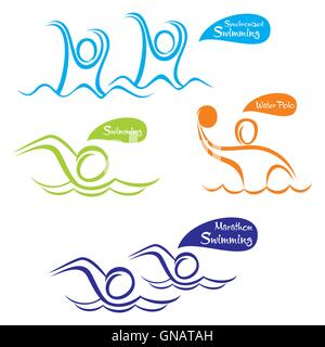 verschiedene Sport Design Wasser Wasserball, schwimmen usw. Stock Vektor