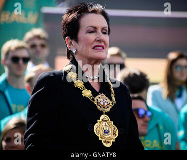 Sydney, Australien. 29. August 2016. Stadt von Sydney Oberbürgermeister Clover Moore im Bild während der begrüßt Haus Zeremonie auf dem Vorplatz des Sydney Opera House. Bildnachweis: Hugh Peterswald/Pacific Press/Alamy Live-Nachrichten Stockfoto