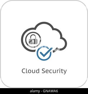 Cloud-Security-Symbol. Flaches Design. Stock Vektor