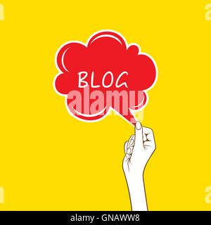 Blog-Nachricht-Blase halten in der hand Design Vektor Stock Vektor