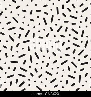 Nahtlose schwarz-weiß durcheinander geometrischen Linien Memphis Vektormuster Stock Vektor