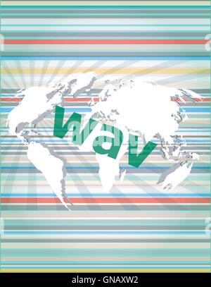 Digital-Konzept: Wav Wort auf digitalen Bildschirm Vektor Anführungszeichen mit Sprechblase dünne Linie. Konzept der Citation, Info, test Stock Vektor