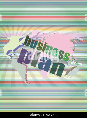 Management-Konzept: Business Plan Wörter auf digitalen Bildschirm Vektor-Illustration Stock Vektor