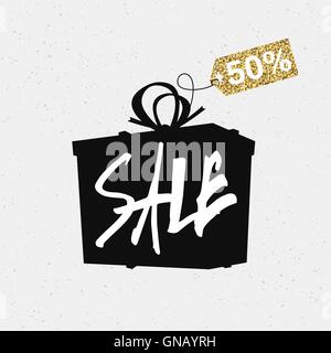 Verkauf Werbeplakat. Mit Golden Label. Einfaches bearbeiten. Stock Vektor