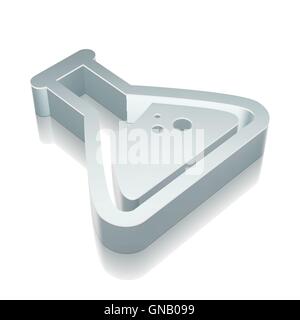 metallischen Kolben 3D-Symbol mit Reflexion, Vektor-Illustration. Stock Vektor