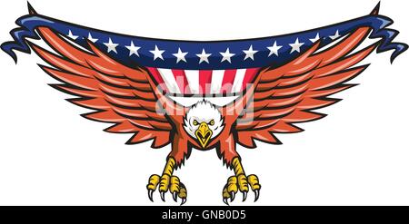 American Eagle Sturzflug USA Flagge Retro Stock Vektor