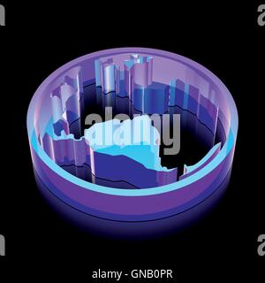 3D Neon leuchtende "Weltkugel"-Symbol aus Glas vom Vektor-Illustration. Stock Vektor