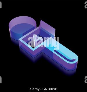 Nachrichten-Symbol: 3d Neon leuchtende Mikrofon aus Glas, Vektor-Illustration. Stock Vektor