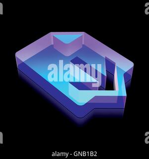 3D Neon leuchtende Download-Symbol aus Glas vom Vektor-Illustration. Stock Vektor