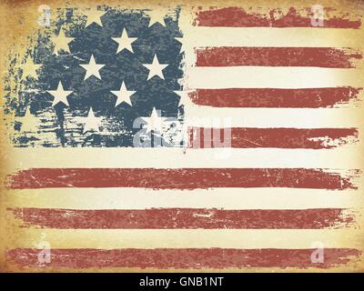 Amerikanische Flagge unter dem Motto Hintergrund. Grunge Alter Vektor Vorlage. Ho Stock Vektor