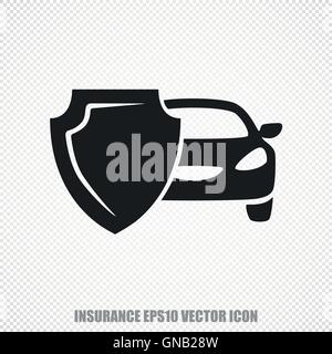 Versicherung Vektor-Auto und Schild-Symbol. Modernes flaches Design. Stock Vektor