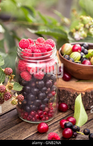 Glas von verschiedenen Beeren Stockfoto