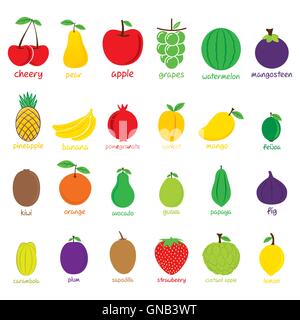 verschiedene Obst Symbol set-design Stock Vektor