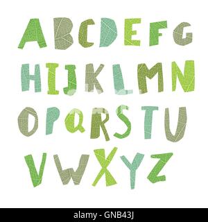Blatt geschnitten Alphabet. Einfach bearbeitete Farben der Buchstaben. Großbuchstabe Stock Vektor