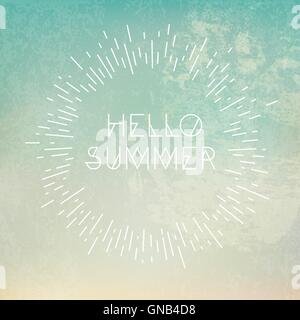 Satz "Hallo Sommer" auf Grunge blauen Hintergrund Stock Vektor