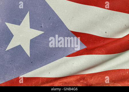 3D-Rendering ein alt und schmutzig Commonwealth of Puerto Rico Flagge winken Stockfoto