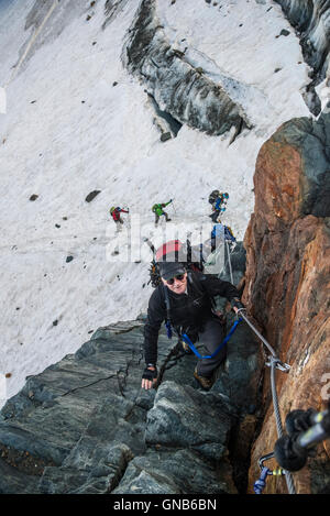 Klettern auf die grobe Glockner 3798m Stockfoto