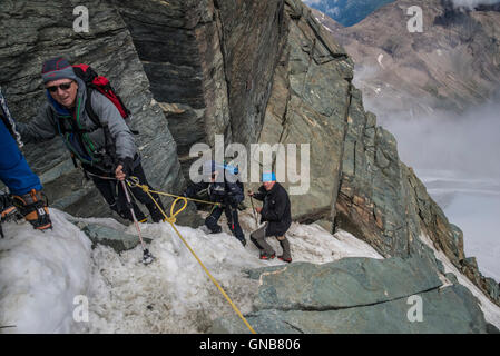 Klettern auf die grobe Glockner 3798m Stockfoto