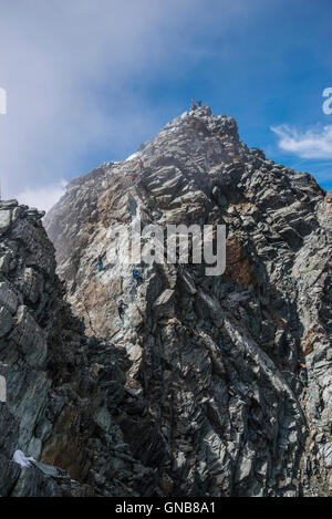 Klettern auf die grobe Glockner 3798m Stockfoto