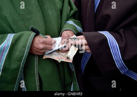 Wetten Stierkampf - landwirtschaftliche Messe - Fiestas Det la Virgen del Carmen (Independence Day) in Sapalache - PERU Stockfoto