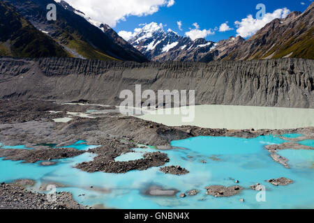 Smaragdgrünen Gletschersee in Aoraki Mt Cook NP Stockfoto