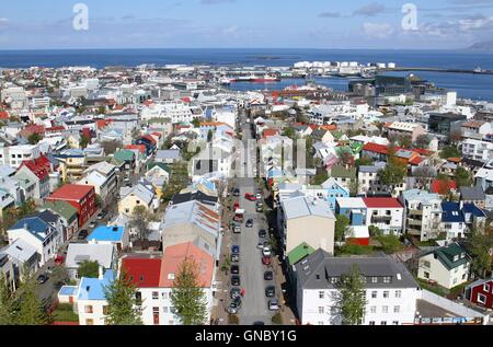 Reykjavik von oben, die Hauptstadt von Island Stockfoto