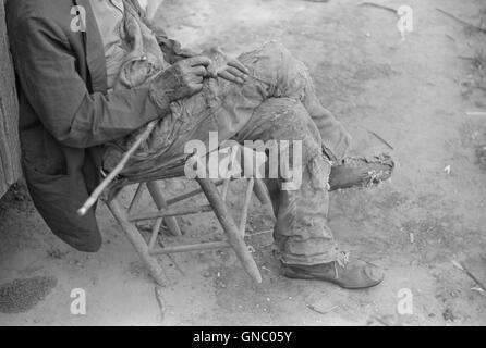 Älterer Mann mit fehlenden Fingern, Camden, Alabama, USA, Marion Post Wolcott für Farm Security Administration, Mai 1939 Stockfoto