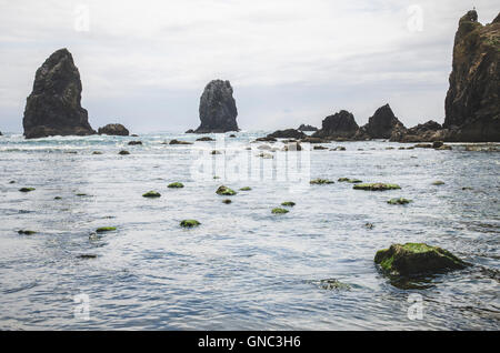 Felsformationen, Canon Beach, Oregon, USA Stockfoto